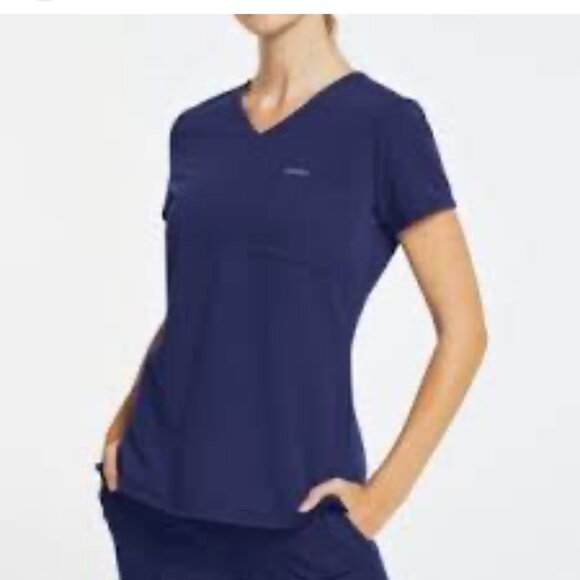 NWOT JAANUU Navy Blue Scrub Top Size Small - Picture 1 of 9